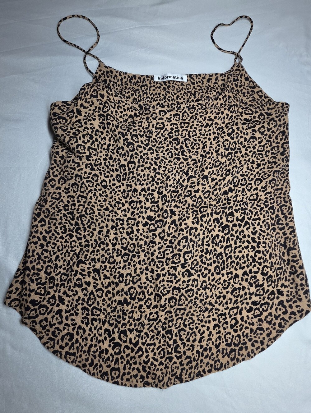 Reformation Atticus Cami Cheetah Leopard Silk-Feel Spaghetti Strap Tank Top